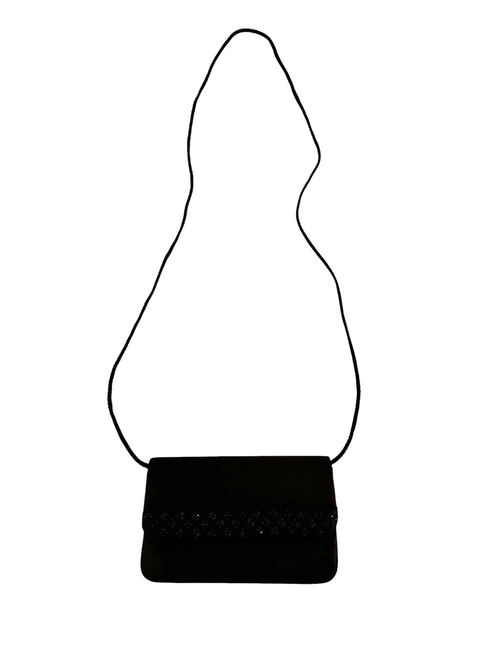 Sasha Satin Beaded Evening Bag Clutch or Shoulder Bag Convertible Black - Picture 4 of 10